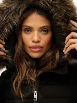 Superdry - Fuji Manteau mi-long à fausse capuche Noir Online