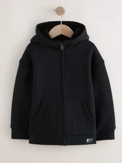 Next Noir - Sweat à capuche zippé en polaire Borg (3-16ans) Outlet