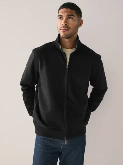 Next Noir - Sweat à col cheminée zippé en jersey riche en coton Outlet