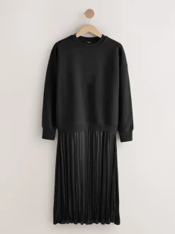 Next Noir - Sweat-shirt 2en1 avec jupe mi-longue en satin Best