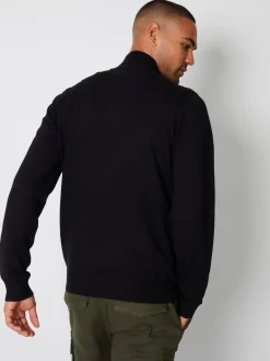 Threadbare - - Pull tricoté avec fermeture éclair à quart de tour et enton Noir Hot