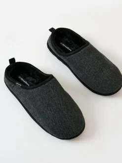 Threadbare Noir - Faux suède Chaussons mule doublés de fausse fourrure Online