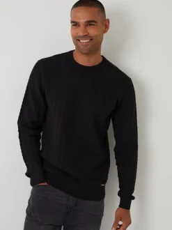 Threadbare Noir - pull ras du cou en maille torsadée