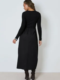 Threadbare Noir - Robe boutonnée 21 jersey en popeline mélangée Outlet