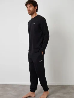 Threadbare Noir - Sweat-shirts & Joggings Lounge 2 Pièces Ensemble Clearance