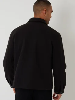 Threadbare Noir - Veste-chemise matelassée boutonnée en fausse laine Online