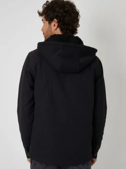 Threadbare Noir - Veste-chemise matelassée avec capuche doublée Borg Sale