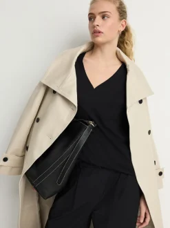 Next - T-shirt à col en V avec manches à bonnet Noir Best