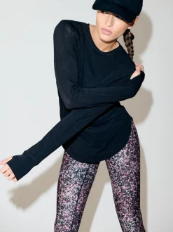 Next Noir - T-shirt Active à manches longues à col rond Outlet