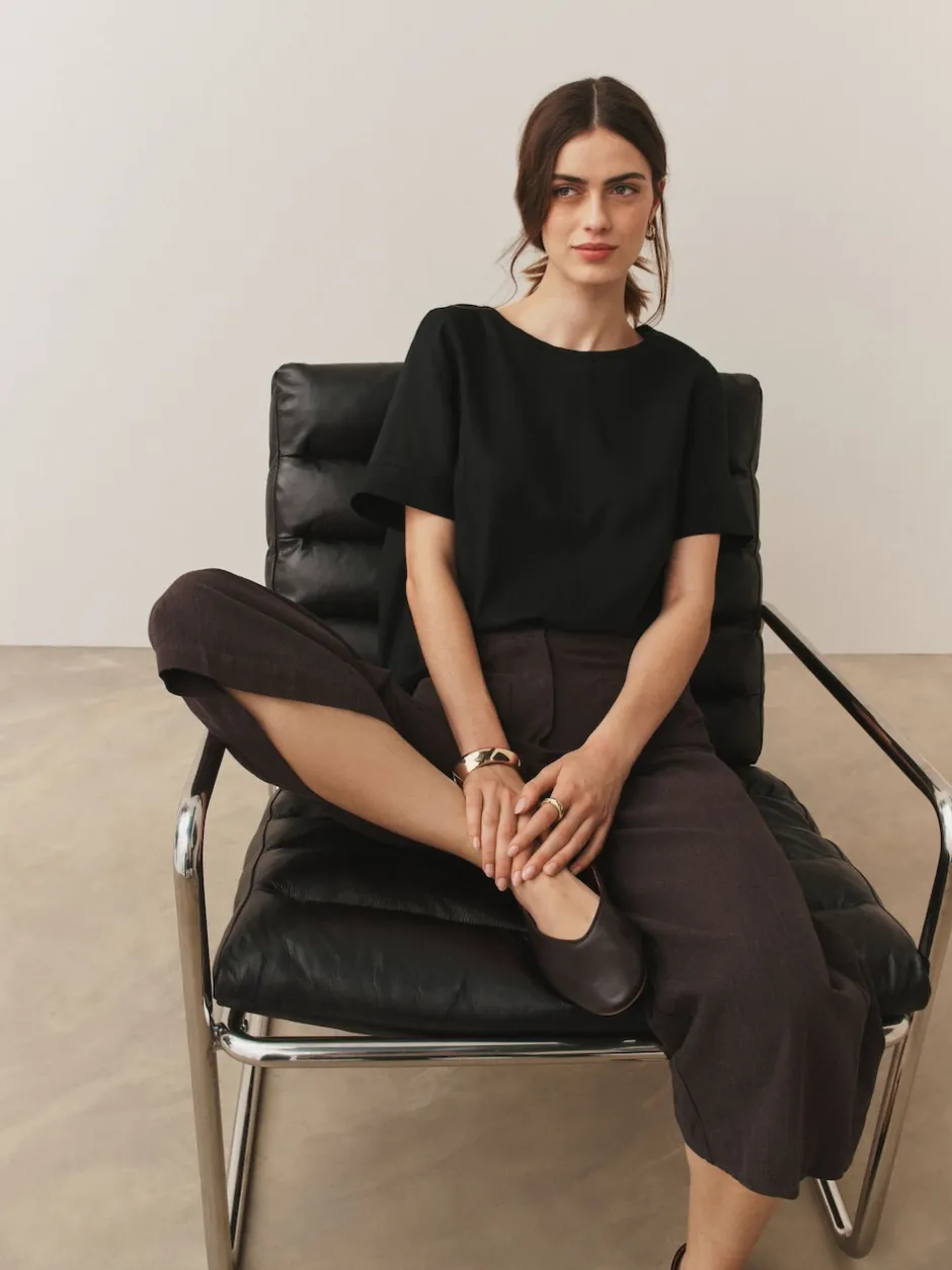 Next Noir - T-shirt avec lin Discount