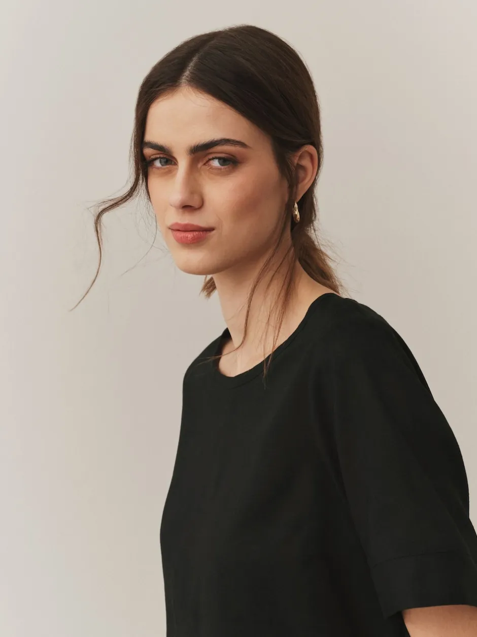 Next Noir - T-shirt avec lin Discount