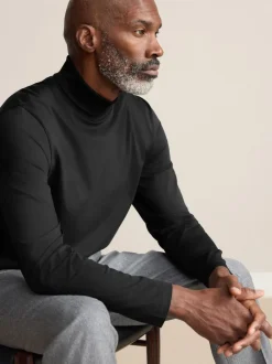 Next Noir - T-shirt en coton à manches longues et col roulé Signature SUPIMA® Hot