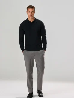 Next Noir - Uni - Polo en Coupe classique à Manches longues Essential Online