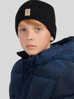 U.S. Polo Assn Noir - . Bonnet Signature Double Horsemen en maille Hot