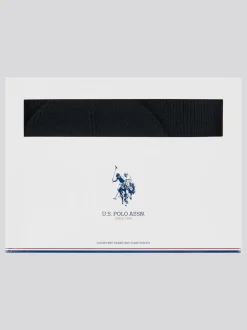 U.S. Polo Assn Noir - . Ensemble bonnet et écharpe en maille côtelée de luxe pour homme Clearance