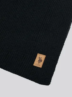 U.S. Polo Assn Noir - . Mens Winter Rib Knit Noir Écharpe Discount