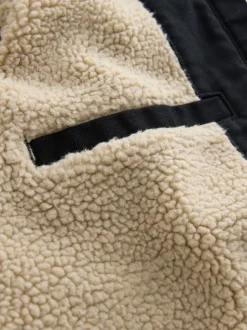 Next Noir - Veste à capuche en toile doublée de borg Sale