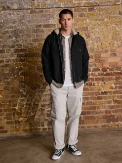 Next Noir - Veste à capuche en toile doublée de borg Sale