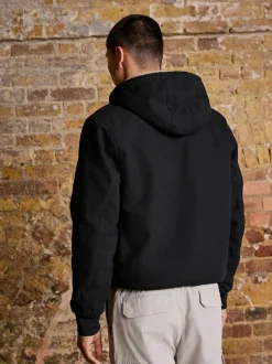 Next Noir - Veste à capuche en toile doublée de borg Sale