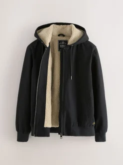 Next Noir - Veste à capuche en toile doublée de borg Sale