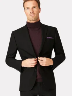 Brook Taverner Noir - Veste de costume lavable à coupe ajustée Clearance
