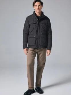 Next Noir - Veste de motard Diamond Quilted Résistante à la douche