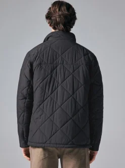 Next Noir - Veste de motard Diamond Quilted Résistante à la douche