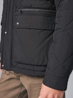 Next Noir - Veste de motard Diamond Quilted Résistante à la douche