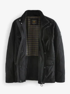Next Noir - Veste de motard Diamond Quilted Résistante à la douche