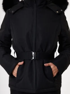 Threadbare Noir - Veste de ski rembourré Ceinturé Discount