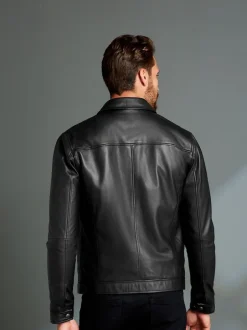 Next Noir - Veste en cuir signature à col New