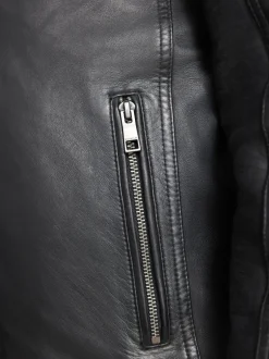 Next Noir - Veste en cuir Signatures à quatre poches doublée Borg Clearance