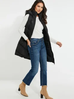 Threadbare Noir - Veste matelassée sans manches coupe longue New