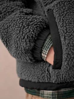 Superdry - Veste zippée et imitation peau de mouton Noir Discount