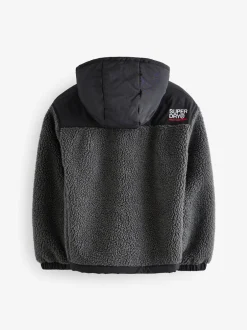 Superdry - Veste zippée et imitation peau de mouton Noir Discount