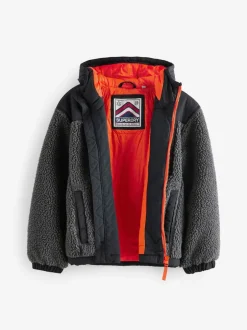 Superdry - Veste zippée et imitation peau de mouton Noir Discount