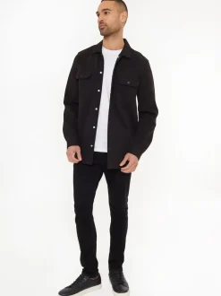 Threadbare - Veste-chemise boutonnée en sergé Noir Hot