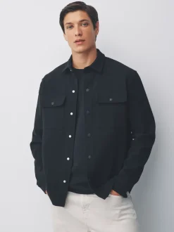 Next - Veste-chemise en jersey sergé à boutons-pression Noir Online