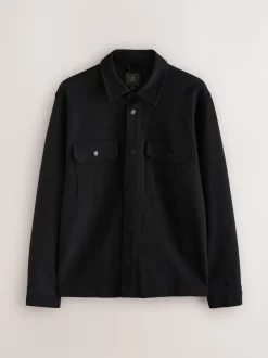 Next - Veste-chemise en jersey sergé à boutons-pression Noir Online