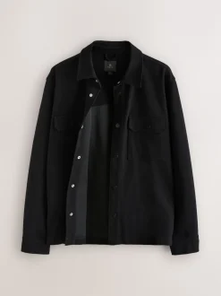 Next - Veste-chemise en jersey sergé à boutons-pression Noir Online