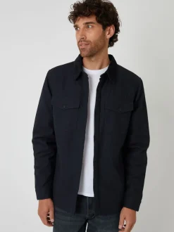 Threadbare Noir - Veste-chemise doublée de peau de mouton Hot