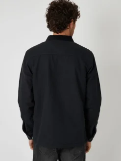 Threadbare Noir - Veste-chemise doublée de peau de mouton Hot