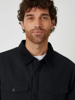 Threadbare Noir - Veste-chemise doublée de peau de mouton Hot