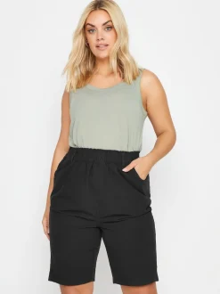 Yours Curve Noir - Cool 100% Cotton Shorts Clearance
