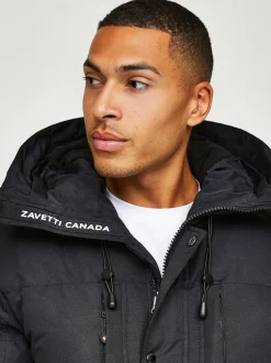 Zavetti Canada Noir - Mens Oshawa 2.0 Veste parka avec fausse fourrure détachable Clearance