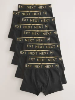 Next - Lot de 10 boxers (1.5-16ans) Noir avec ceinture Or