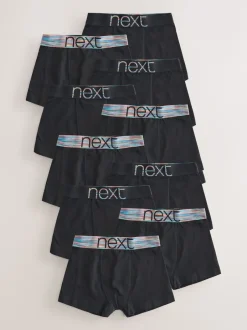 Next - Lot de 10 boxers (1.5-16ans) Noir avec taille brillante