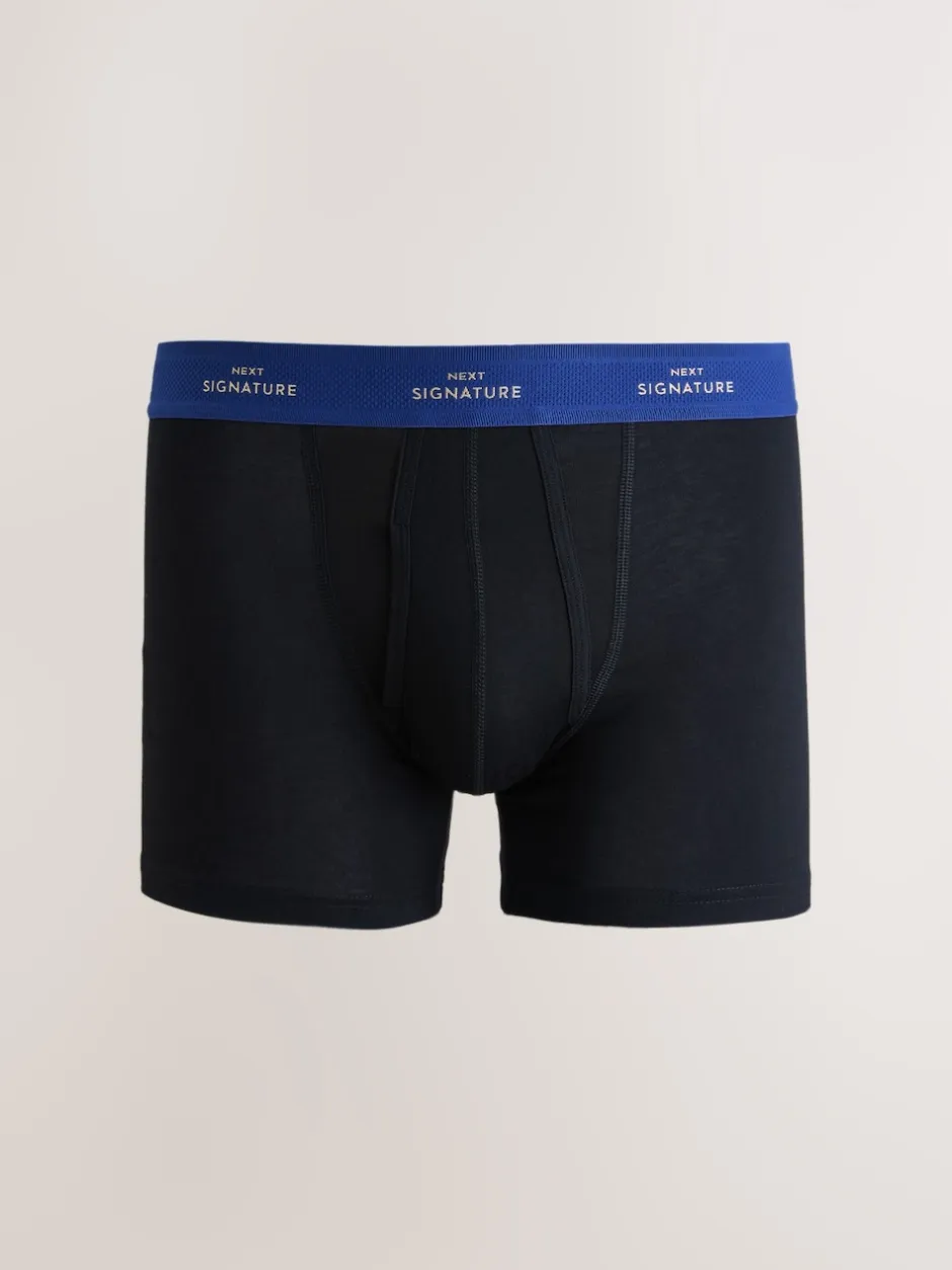 Next - Lot de 4 - Boxers Signature A-Fronts Noir avec taille colorée Discount