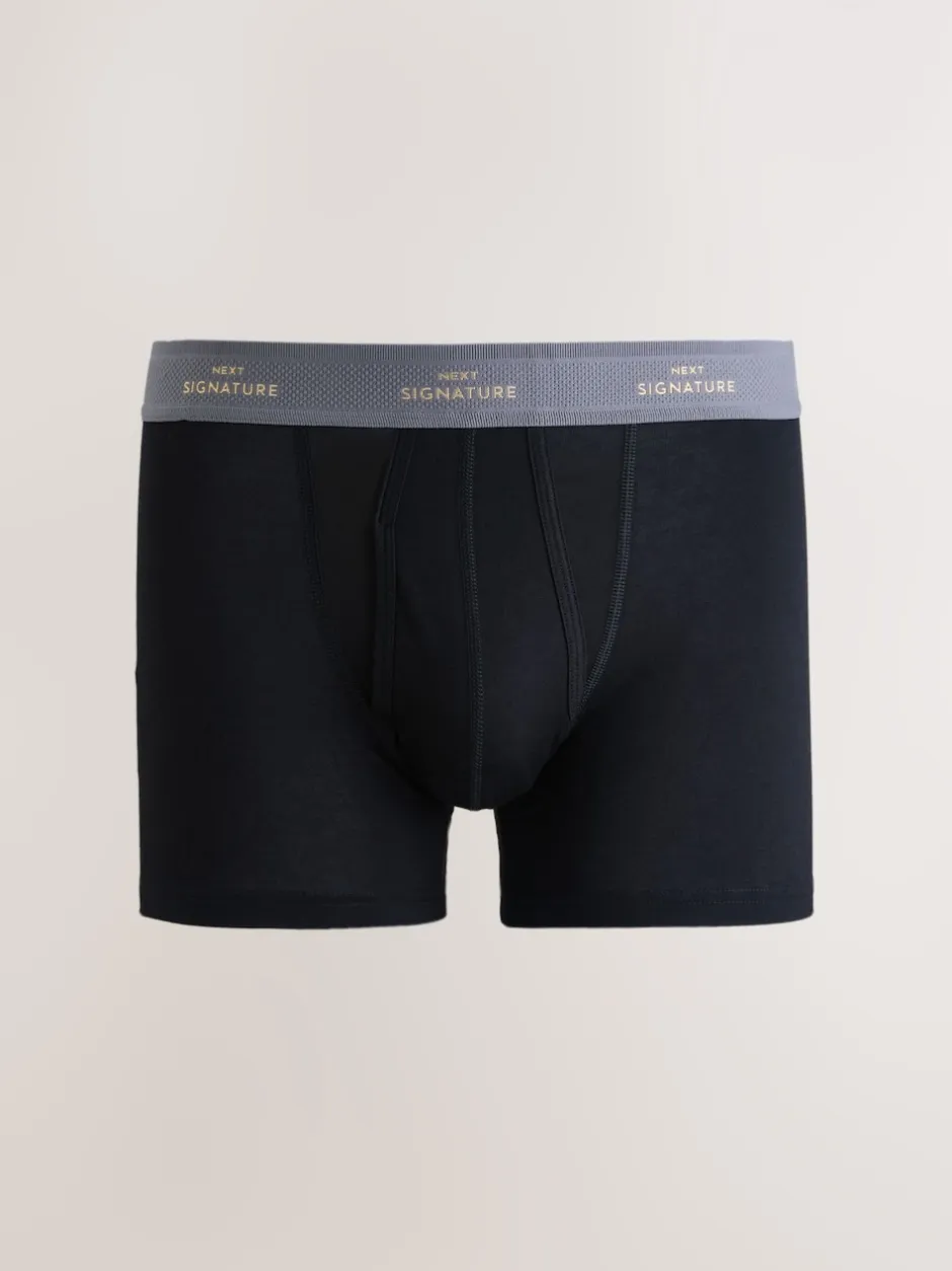 Next - Lot de 4 - Boxers Signature A-Fronts Noir avec taille colorée Discount