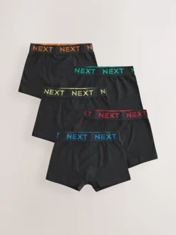 Next - Lot de 5 boxers (1.5-16ans) Noir avec taille de couleur contrastante Clearance